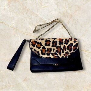Animal Leopard Print Black and Brown Shoulder crossbody purse Kate Alex Cuffaro